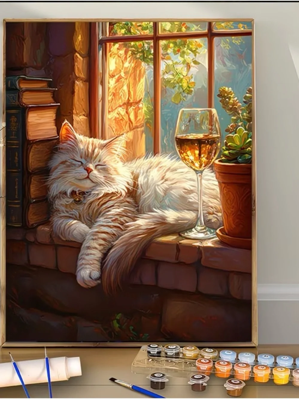“Sleepy Kitty” Professional Art Kit //Paint by Numbers // Frameless